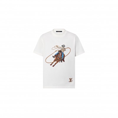 LOUIS VUITTON GRAPHIC EMBROIDERED COTTON T-SHIRT 1AFXNM